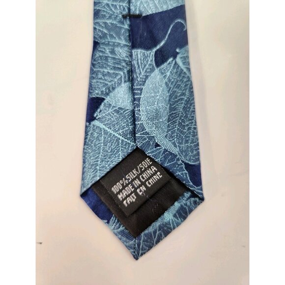 Calvin Klein Blue Leaf Pattern Silk Tie Classic Necktie 59" X 3" - Picture 7 of 9